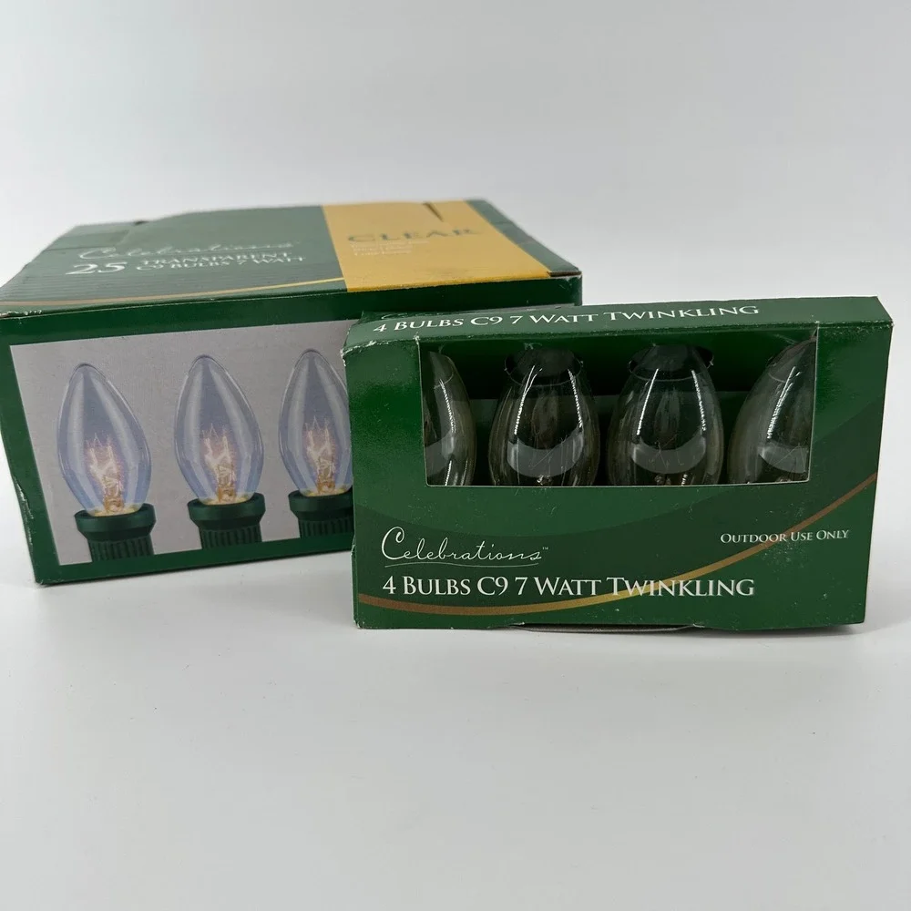 Celebrations Clear C9 7 Watt Transparent Bulbs 25 Count Int. Base Outdoor Use